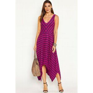 Lane Bryant Size 14/16 Purple Black Striped High-Low Dress